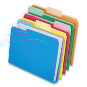Pendaflex Double Stuff File Folders, 1/3-Cut Tabs: Assorted, Letter Size, 1.5" Expansion, Assorted Colors, 24/Pack (54458EE)