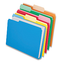 Pendaflex Double Stuff File Folders, 1/3-Cut Tabs: Assorted, Letter Size, 1.5" Expansion, Assorted Colors, 24/Pack (PFX54458EE)