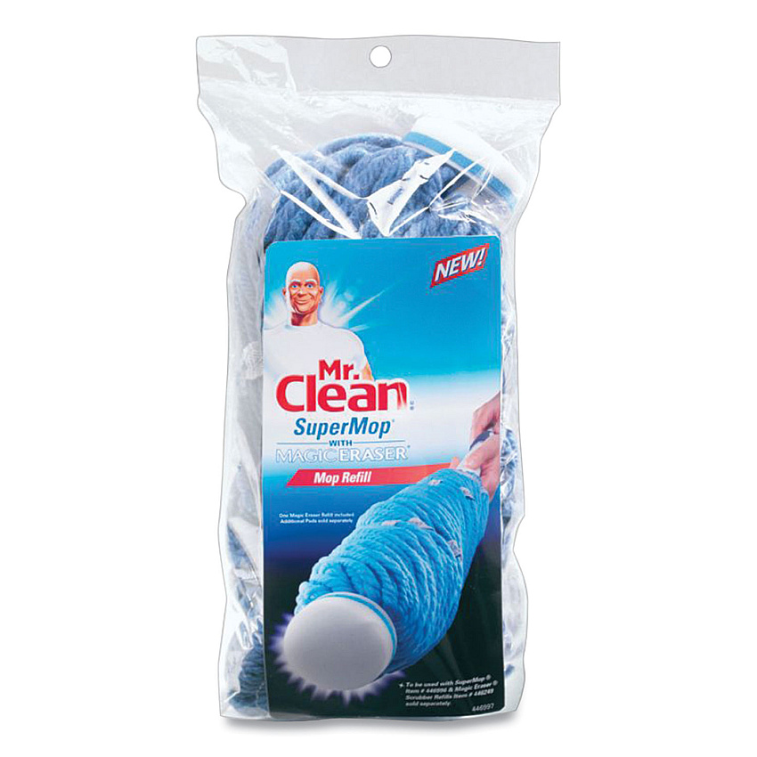 Mr. Clean SuperMop with Magic Eraser Mop Refill, Cotton, Blue (PGC446997)