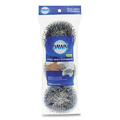 Dawn Ultra Steel Scrubbers, Gray/Silver, 3/Pack (PGC437777)
