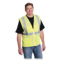 PIP ANSI Class 2 Four Pocket Zipper Safety Vest, Polyester Mesh, X-Large, Hi-Viz Lime Yellow (PIDMVGZ4PLYXL)