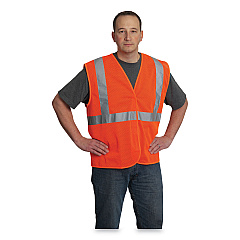 PIP ANSI Class 2 Hook and Loop Safety Vest, X-Large, Hi-Viz Orange (PID302MVGORXL)