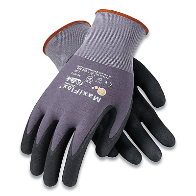 MaxiFlex Ultimate Seamless Knit Nylon Gloves, Nitrile Coated MicroFoam Grip on Palm and Fingers, Large, Gray, 12 Pairs (PID34874L)