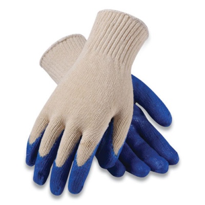 PIP Seamless Knit Cotton/Polyester Gloves, Regular Grade, Large, Natural/Blue, 12 Pairs (39C122L)