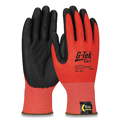 G-Tek KEV Hi-Vis Seamless Knit Kevlar Gloves, Medium, Red/Black (PID09K1640M)