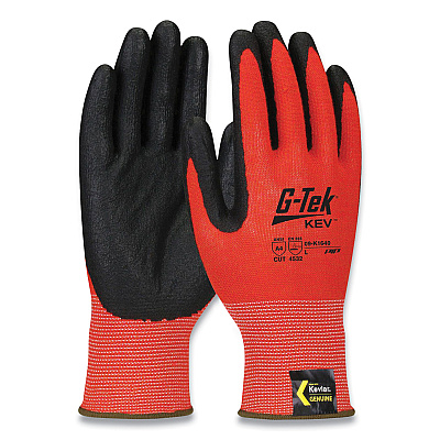 G-Tek KEV Hi-Vis Seamless Knit Kevlar Gloves, Large, Red/Black (PID09K1640L)