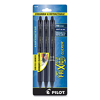 Pilot FriXion Clicker Erasable Gel Pen, Retractable, Fine 0.7 mm, Navy Ink, Navy Barrel, 3/Pack (PIL31468)