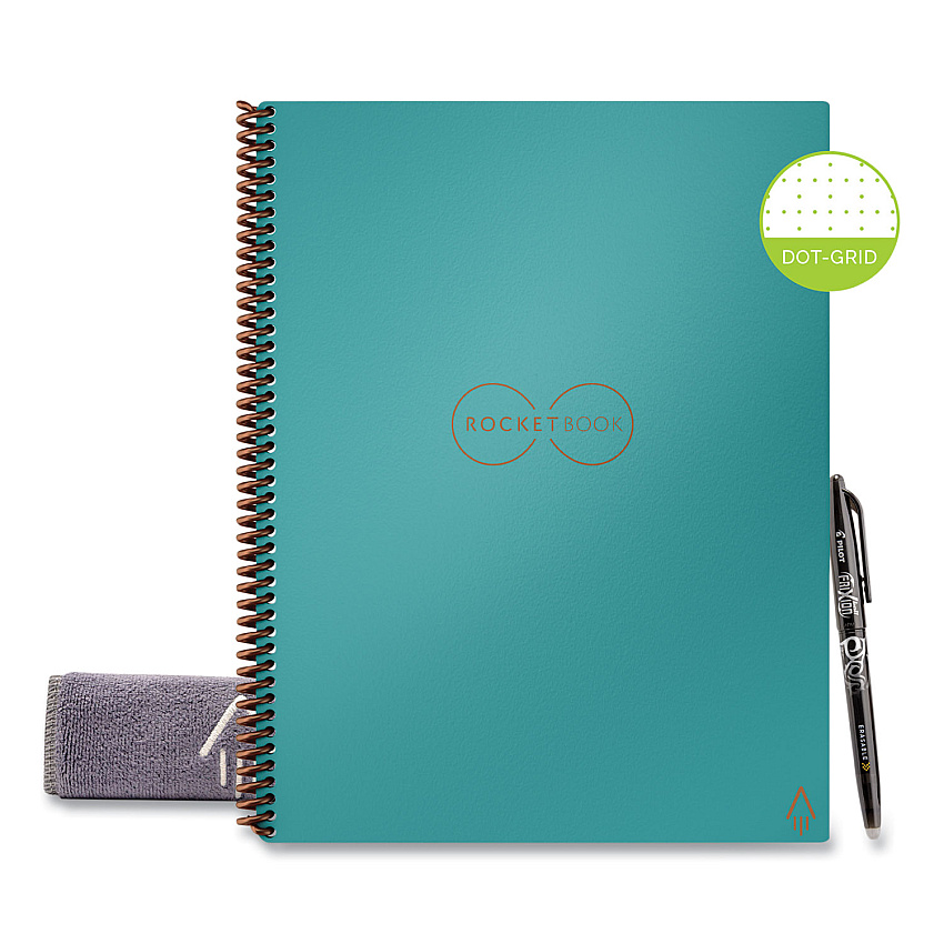 Rocketbook Core Smart Notebook, Dotted Rule, Neptune Teal Cover, (16) 11 x 8.5 Sheets (RKBEVRLRCCE)
