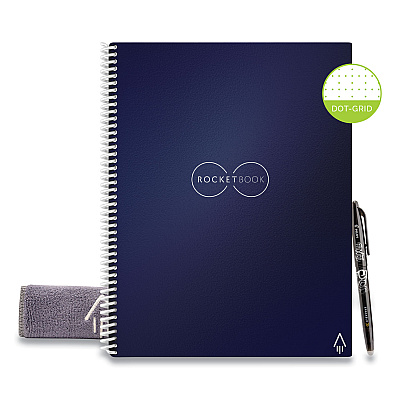 Rocketbook Core Smart Notebook, Dotted Rule, Midnight Blue Cover, (16) 11 x 8.5 Sheets (RKBEVRLRCDF)