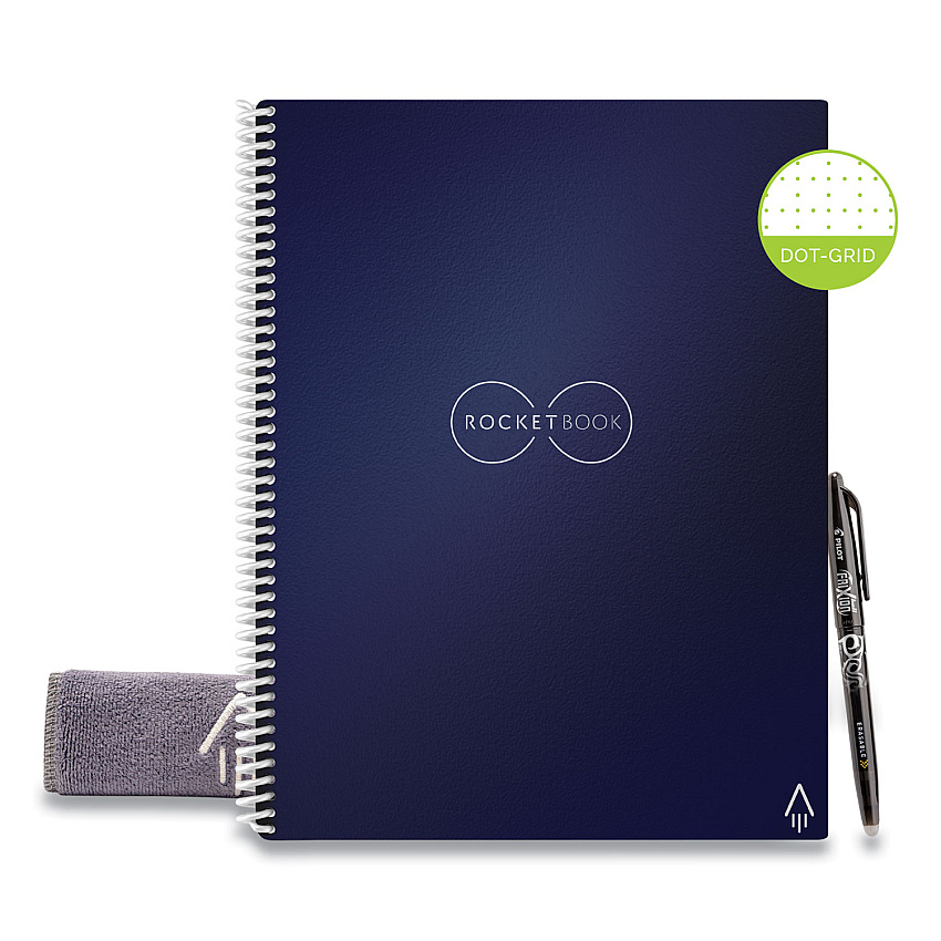 Rocketbook Core Smart Notebook, Dotted Rule, Midnight Blue Cover, (16) 11 x 8.5 Sheets (RKBEVRLRCDF)