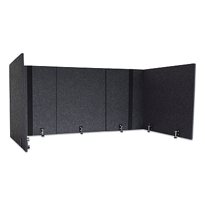 Lumeah Adjustable Desk Screen with Returns, 48 to 78 x 29 x 26.5, Polyester, Ash (GN1LUAD48301A)