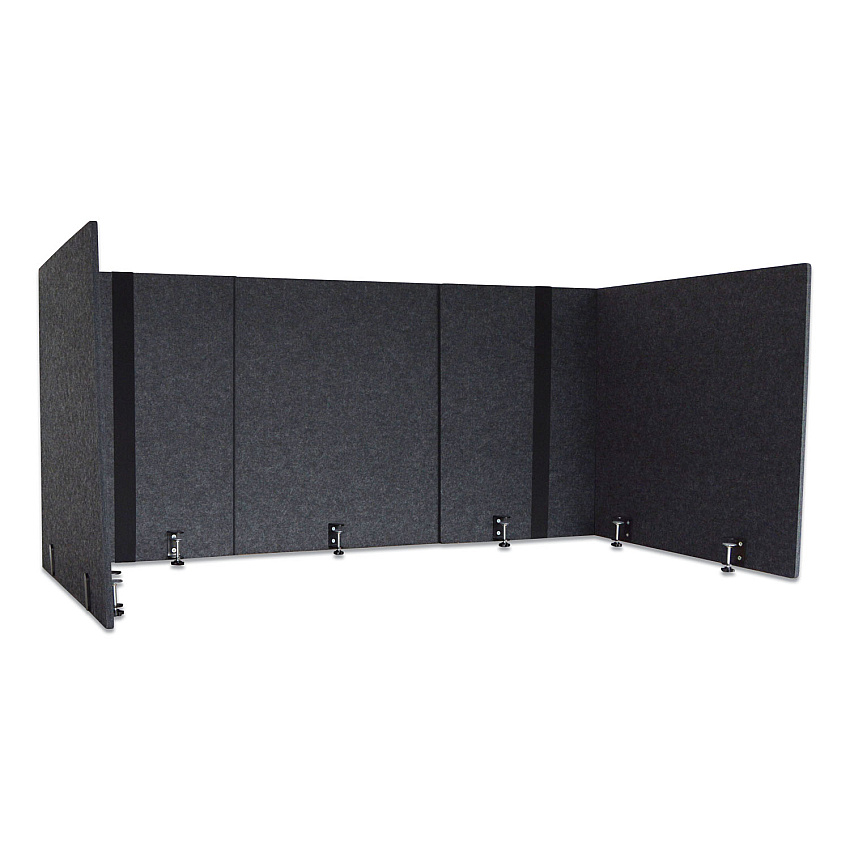 Lumeah Adjustable Desk Screen with Returns, 48 to 78 x 29 x 26.5, Polyester, Ash (GN1LUAD48301A)