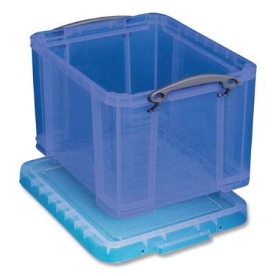 Really Useful Box Snap-Lid Storage Bin, 8.45 gal, 14" x 18" x 12.25", Transparent Blue (32TBL)
