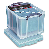 Really Useful Box Stackable File Box, Legal Files, 14.5 x 18.5 x 12.75, Clear/Blue Accents (RUA32CL)