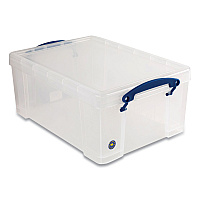 Really Useful Box Snap-Lid Storage Bin, 2.37 gal, 10.25" x 14.5" x 6.25", Clear/Blue, 4/Pack (RUA9CPK4CB)