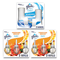 Glade Plugin Scented Oil, Hawaiian Breeze, 0.67 oz, 2 Warmers and 6 Refills/Pack (SJN319962)
