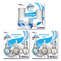 Glade Plugin Scented Oil, Clean Linen, 0.67 oz, 2 Warmers and 6 Refills/Pack (SJN319963)
