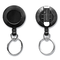 SICURIX ID Slide-Style Belt Clip Card Reels, 30" Extension, Round, Black (BAU68874)