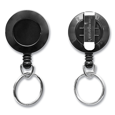 SICURIX ID Slide-Style Belt Clip Card Reels, 30" Extension, Round, Black (BAU68874)