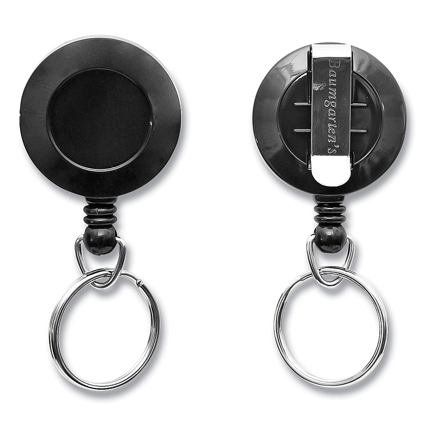 SICURIX ID Slide-Style Belt Clip Card Reels, 30" Extension, Round, Black (BAU68874)