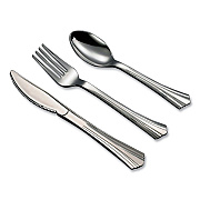 Tablemate Sterling Assorted Plastic Cutlery, Mediumweight, Silver, 20 Forks, 15 Knives, 15 Spoons/Pack (TBL8305ASV)