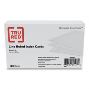 TRU RED Index Cards, Ruled, 3 x 5, White, 100/Pack (296608)