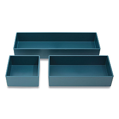 TRU RED Three-Piece Plastic Drawer Organizer, 3.23 x 3.23 x 1.47, 6.26 x 3.23 x 1.47, 9.5 x 3.23 x 1.47, Teal, 3/Set (TUD24380370)