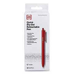 TRU RED Quick Dry Gel Pen, Retractable, Medium 0.7 mm, Red Ink, Red Barrel, Dozen (TUD24377032)