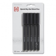 TRU RED Quick Dry Gel Pen, Stick, Fine 0.5 mm, Black Ink, Black Barrel, 5/Pack (24377033)