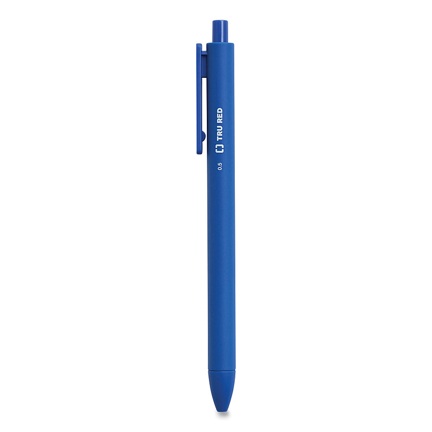 TRU RED Quick Dry Gel Pen, Retractable, Fine 0.5 mm, Blue Ink, Blue Barrel, 5/Pack (TUD24377040)
