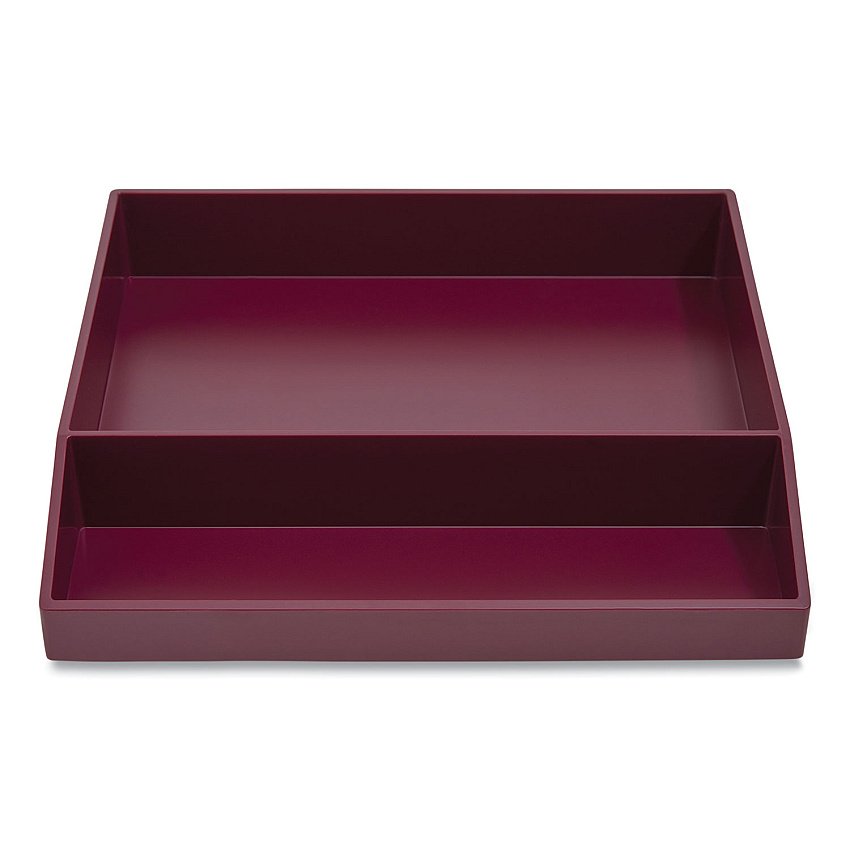 TRU RED Divided Stackable Plastic Tray, 2 Compartments, 9.44 x 9.84 x 1.77, Purple (TUD24380380)