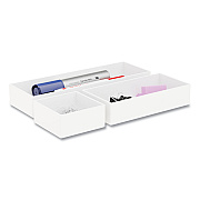 TRU RED Three-Piece Plastic Drawer Organizer, 3.23 x 3.23 x 1.47, 6.26 x 3.23 x 1.47, 9.5 x 3.23 x 1.47, White, 3/Set (TUD24380392)
