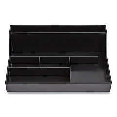 TRU RED Plastic Desktop Organizer, 6 Compartments, 6.81 x 9.84 x 2.75, Black (TUD24380402)