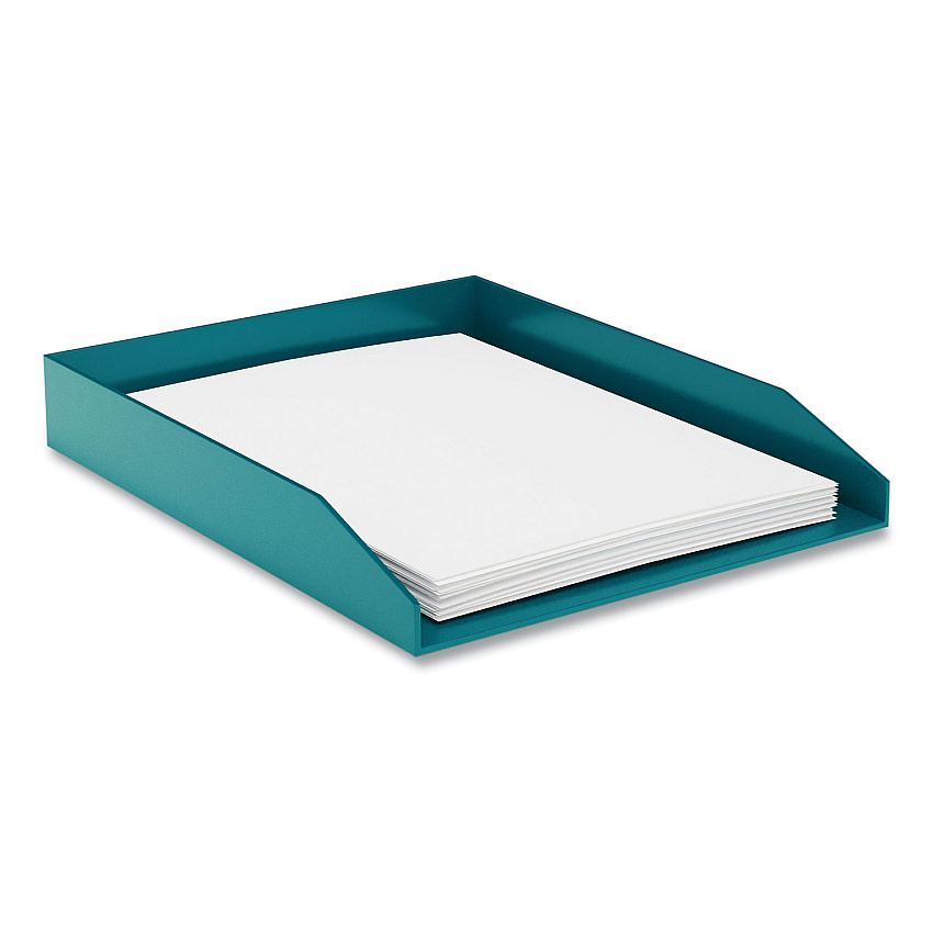 TRU RED Front-Load Stackable Plastic Document Tray, 1 Section, Letter Size Files, 9.8 x 12.24 x 1.75, Teal (TUD24380404)