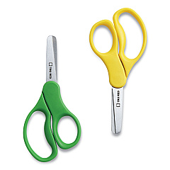 TRU RED Kids' Blunt Tip Stainless Steel Safety Scissors, 5" Long, 2.05" Cut Length, Straight Assorted Color Handles, 2/Pack (TUD24380501)