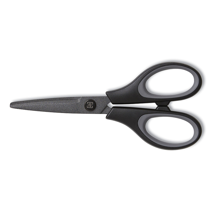 TRU RED Non-Stick Titanium-Coated Scissors, 5" Long, 2.36" Cut Length, Straight Black/Gray Handle, Gun-Metal Gray Blades (TUD24380503)