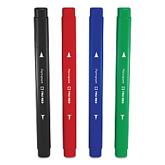 TRU RED Permanent Marker, Pen-Style Twin-Tip, Extra-Fine/Fine Bullet/Needle Tips, Assorted Colors, 4/Pack (TUD24417734)