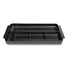 TRU RED Seven-Compartment Expandable Plastic Drawer Organizer, 12.8 x 8.5 x 1.34, Black (TUD24418568)