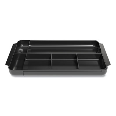 TRU RED Seven-Compartment Expandable Plastic Drawer Organizer, 12.8 x 8.5 x 1.34, Black (TUD24418568)