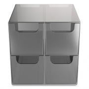 TRU RED Plastic Cube Desktop Organizer, 4 Compartments, 6 x 6 x 6, Smoke (24418569)