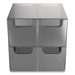 TRU RED Plastic Cube Desktop Organizer, 4 Compartments, 6 x 6 x 6, Smoke (TUD24418569)