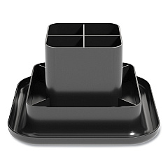 TRU RED Plastic Rotating Organizer, 9 Compartments, Plastic, 8.2" Diameter x 5.4"h, Black (TUD24418570)