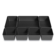 TRU RED Ten-Compartment Plastic Drawer Organizer, 7.83 x 8.19 x 5.35, Black (TUD24418574)