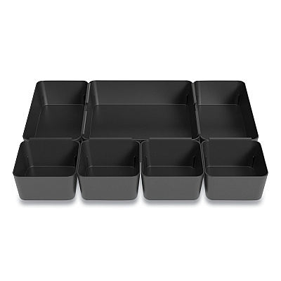 TRU RED Ten-Compartment Plastic Drawer Organizer, 7.83 x 8.19 x 5.35, Black (TUD24418574)