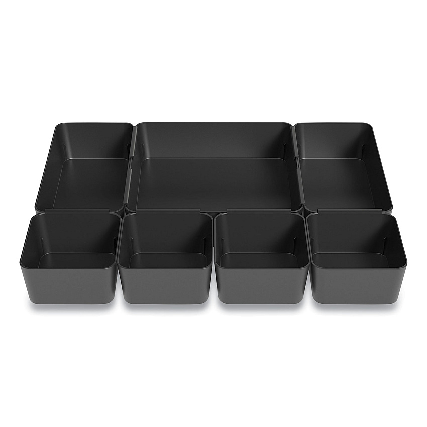 TRU RED Ten-Compartment Plastic Drawer Organizer, 7.83 x 8.19 x 5.35, Black (TUD24418574)