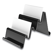 TRU RED Four Compartment Business Card Holder, Holds 100 Cards, 3.9 x 6.3 x 4, Plastic, Black (TUD24418575)