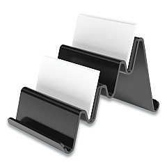 TRU RED Four Compartment Business Card Holder, Holds 100 Cards, 3.9 x 6.3 x 4, Plastic, Black (TUD24418575)