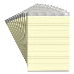TRU RED Notepads, Wide/Legal Rule, 50 Canary-Yellow 8.5 x 11.75 Sheets, 12/Pack (TUD24419913)