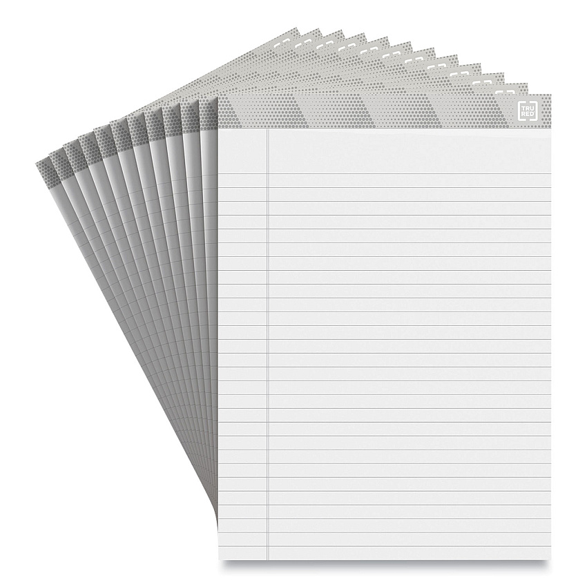 TRU RED Notepads, Wide/Legal Rule, 50 White 8.5 x 11.75 Sheets, 12/Pack (TUD24419915)