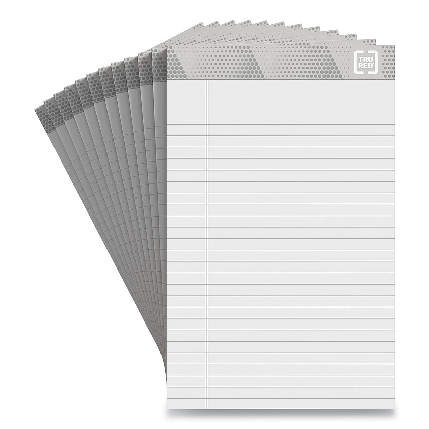 TRU RED Notepads, Narrow Rule, 50 White 5 x 8 Sheets, 12/Pack (TUD24419917)